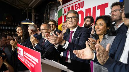 Wahlfeier der Sozialistischen Partei, die Teil des Linken-Bündnisses ist – hier Generalsekretär Olivier Faure. 