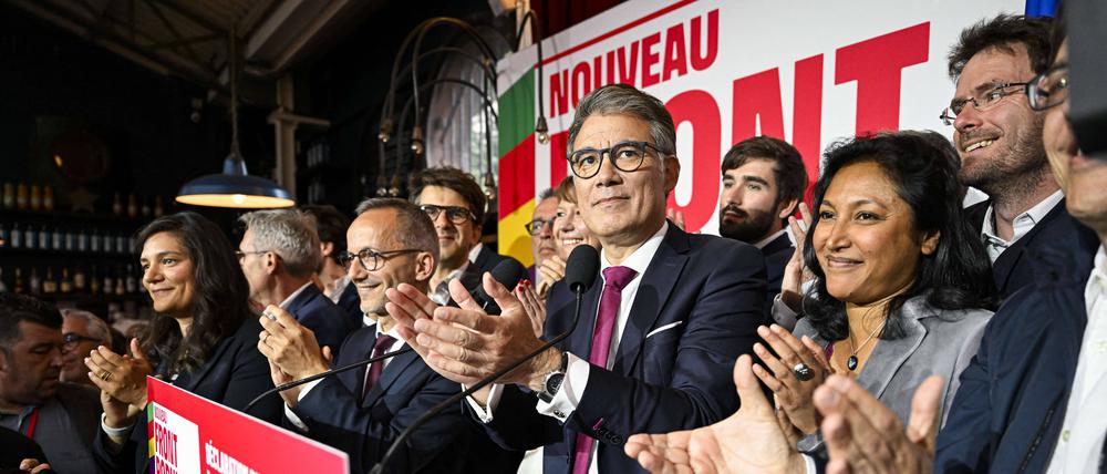 Wahlfeier der Sozialistischen Partei, die Teil des Linken-Bündnisses ist – hier Generalsekretär Olivier Faure.