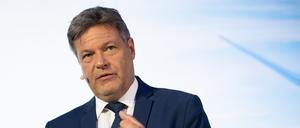 Robert Habeck (Bündnis 90/Die Grünen), Bundesminister für Wirtschaft und Klimaschutz, spricht während der KfW Kapitalmarktkonferenz, die der Bundeswirtschaftsminister im Rahmen seiner Sommerreise besucht.