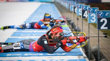 Vanessa Voigt beim Biathlon-Weltcup in Oberhof - und natürlich live im öffentlich-rechtlichen Fernsehen..