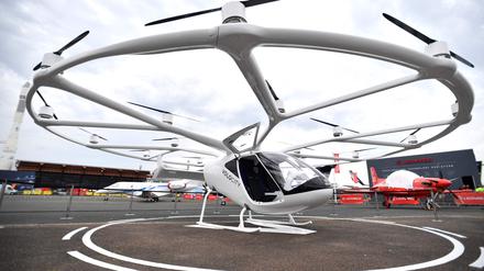 Volocopter-Flugtaxi ‘Volocity’ ausgestellt auf der International Paris Air Show am Paris–Le Bourget Flughafen am 18. Juni 2023.