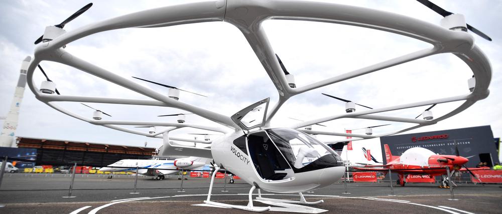 Volocopter-Flugtaxi ‘Volocity’ ausgestellt auf der International Paris Air Show am Paris–Le Bourget Flughafen am 18. Juni 2023.