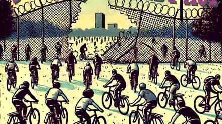 Fahrraddemo gegen die Umzäunung des Görlitzer Parks. 