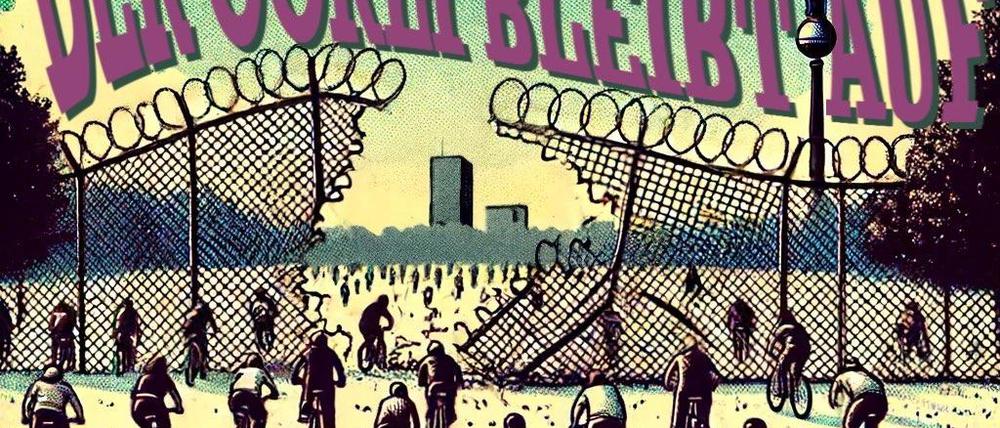 Fahrraddemo gegen die Umzäunung des Görlitzer Parks.