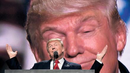 Donald Trump bei seiner Nominierung als Präsidentschaftskandidat beim Parteitag der Republikaner 2016 in Cleveland, Ohio. 