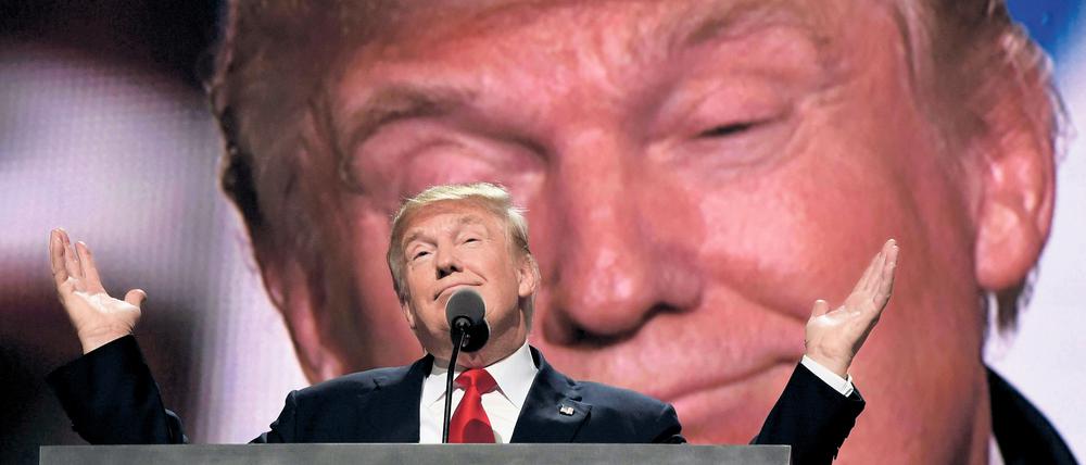 Donald Trump bei seiner Nominierung als Präsidentschaftskandidat beim Parteitag der Republikaner 2016 in Cleveland, Ohio. 