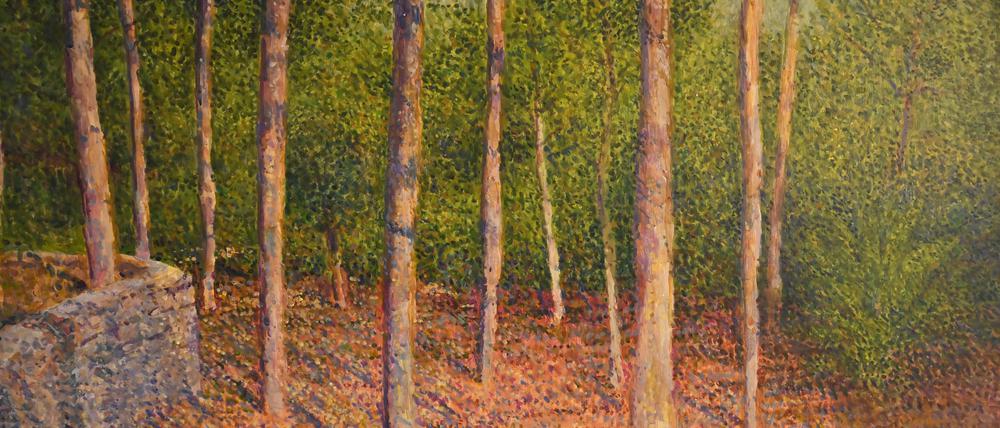 Wegen einer Augenkrankheit brachte Bernd Hering später Farbe mit einer Lupe auf die Leinwand auf.