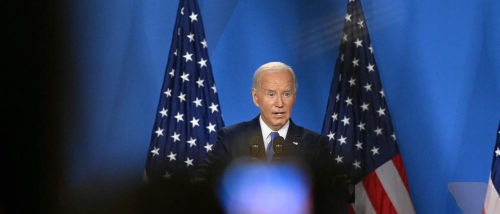 US-Präsident Joe Biden bei einer Pressekonferenz in Washington während des Nato-Gipfels.