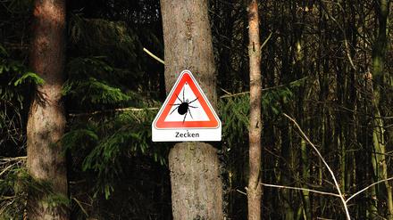 Warnschild vor Zecken.