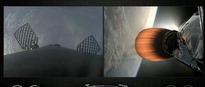 Aufnahmen der Bordkameras einer Falcon-9-Rakete
