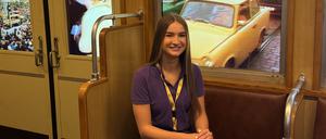 Marie Louise D., 22 Jahre, lernt Kauffrau für Tourismus und Freizeit im Deutschen Spionagemuseum und im Deutschlandmuseum am Leipziger Platz.