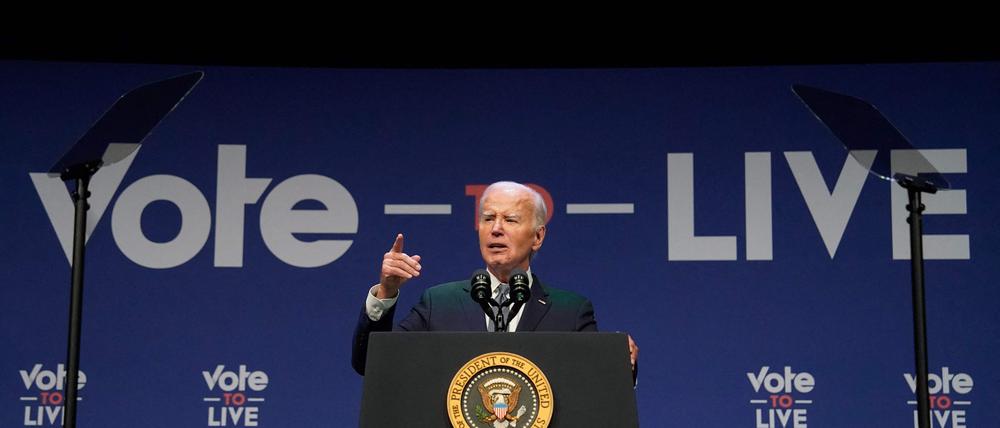 US President Joe Biden speaks on economics during the Vote To Live Properity Summit at the College of Southern Nevada in Las Vegas, Nevada, on July 16, 2024. (Photo by Kent Nishimura / AFP)
