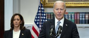 Präsident Joe Biden und Vizepräsidentin Kamala Harris im Roosevelt des Weißen Hauses.