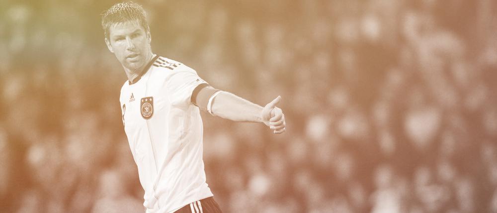 Fußballprofi Thomas Hitzlsperger während eines Länderspiels gegen Dänemark am 11. August 2010.