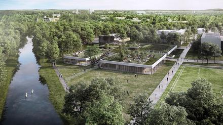 Sportforum Am Schlaatz in Potsdam. Siegerentwurf des Büros „huber stadt architekten bda“ aus Berlin. 