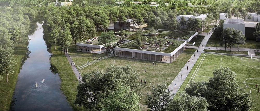 Sportforum Am Schlaatz in Potsdam. Siegerentwurf des Büros „huber stadt architekten bda“ aus Berlin. 