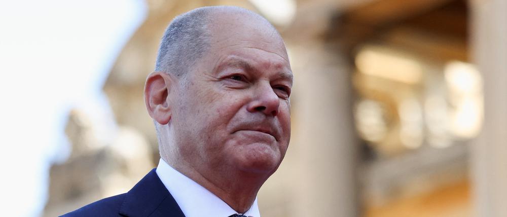 Olaf Scholz auf dem Treffen der Europäischen Politischen Gemeinschaft am Donnerstag.