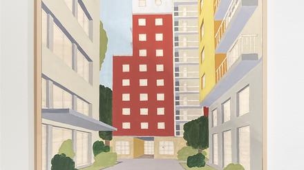 Red Building, 2024, Acryl auf Holz, von Zoran Minic in der Galerie Albrecht Berlin 
