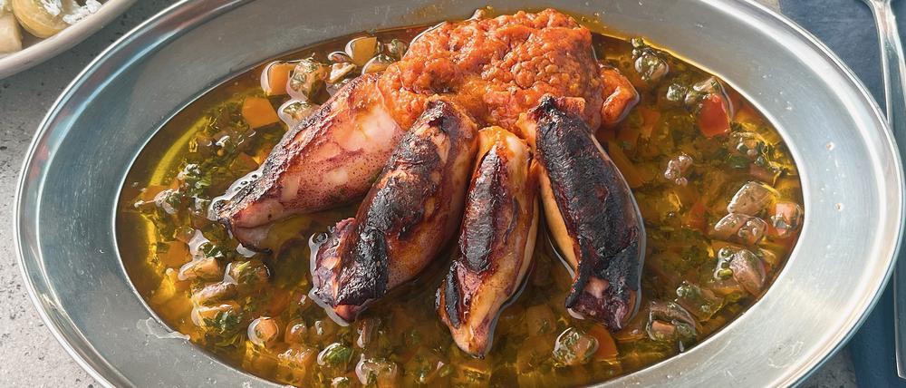 Gebratene Calamaretti mit Tomatenconcassé im „Anima“.