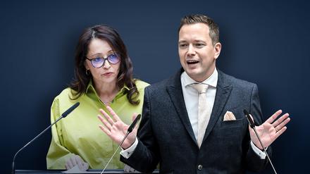 Justizsenatorin Felor Badenberg (CDU) und Linke-Politiker Sebastian Schlüsselburg.