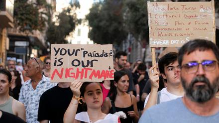 Eine Demonstration gegen Massentourismus am 21. Juli in Palma de Mallorca.