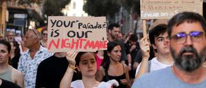 Eine Demonstration gegen Massentourismus am 21. Juli in Palma de Mallorca.