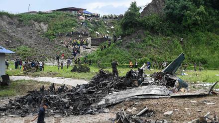 Flugzeugwrack auf dem Tribhuvan International Airport in Kathmandu, Nepal
