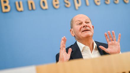 Olaf Scholz bei der Bundespressekonferenz.