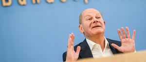 Olaf Scholz bei der Bundespressekonferenz.