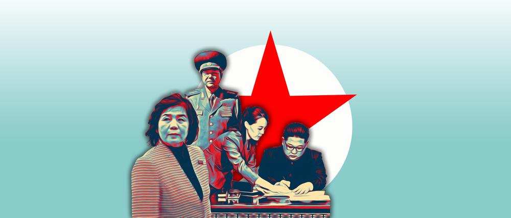 Nordkoreas Diktator Kim Jong Un (sitzend) vertraut nur wenigen, seine Schwester (Mitte) ist seine wichtigste Beraterin.