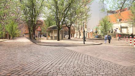 Das ist eine Simulation vom künftigen Kiezblock Rixdorf in Neukölln.
