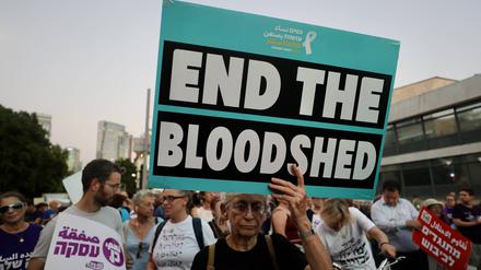Eine Demonstration in Tel Aviv. 