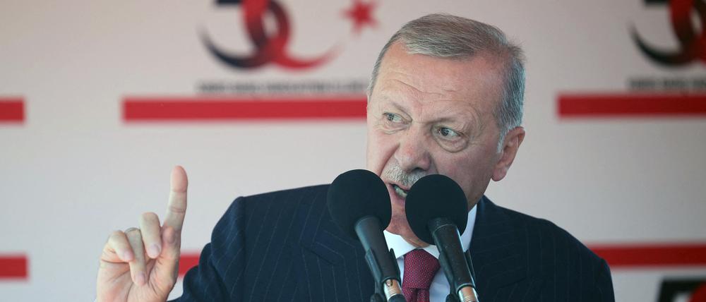 Der türkische Präsident Erdogan bei einer Rede am 20. Juli in Nikosia (Archivbild vom 20. Juli 2024).
