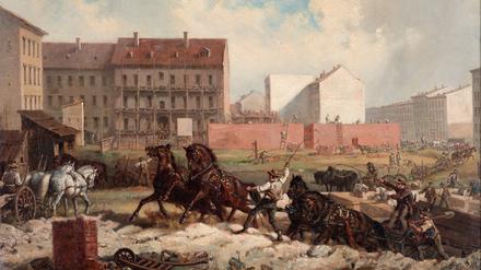 „Tempo der Gründerjahre“, Gemälde von Friedrich Kaiser aus dem Bestand des Märkischen Museums.