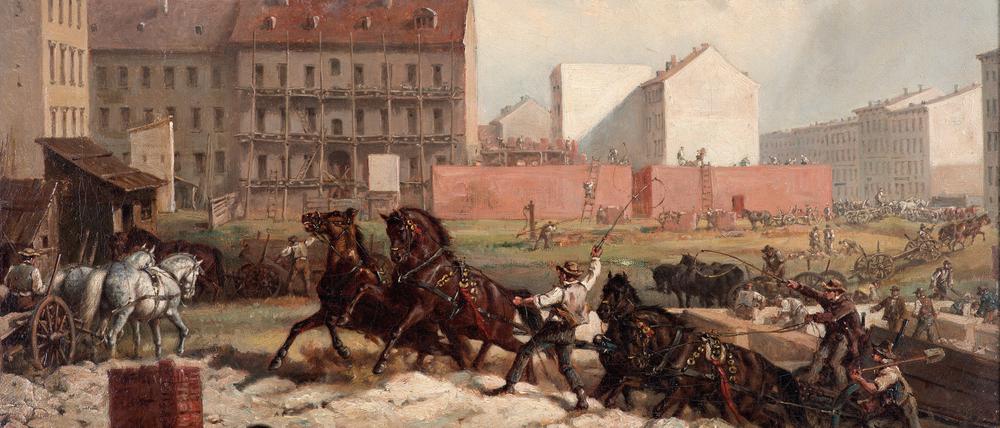 „Tempo der Gründerjahre“, Gemälde von Friedrich Kaiser aus dem Bestand des Märkischen Museums.