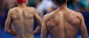 Olympia auf dem Rücken. Der US-amerikanische Schwimmer of Ryan Murphy. 