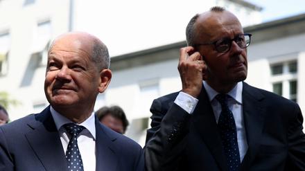 Finden sie gemeinsame Lösungen nach dem Anschlag von Solingen? Kanzler Olaf Scholz (l.) und CDU-Chef Friedrich Merz.