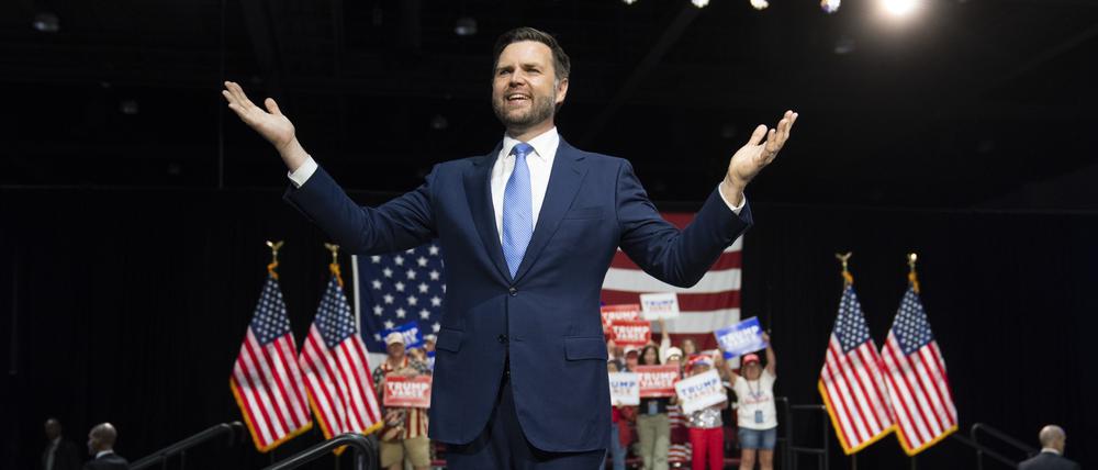 Der republikanische Vizepräsidentschaftskandidat J.D. Vance während einer Wahlkampfveranstaltung.