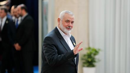Hanija bei der Vereidigung des neuen iranischen Präsidenten in Teheran am Dienstag, wenige Stunden vor seinem Tod. 