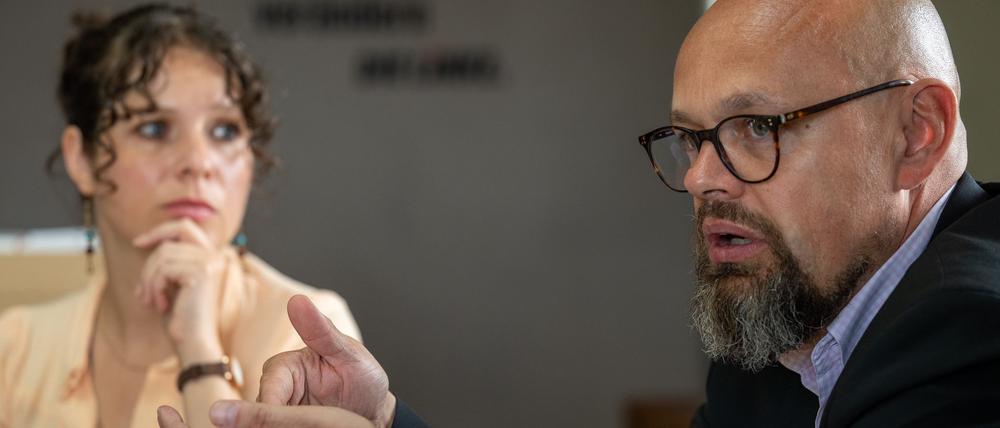 Anne Helm und Tobias Schulze, Vorsitzende der Linke-Fraktion in Berlin.
