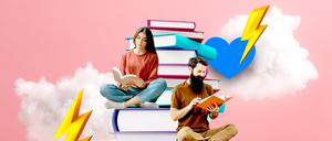 Lesen für die Liebe: Ein Paar ackert sich durch einen Stapel Ratgeber.