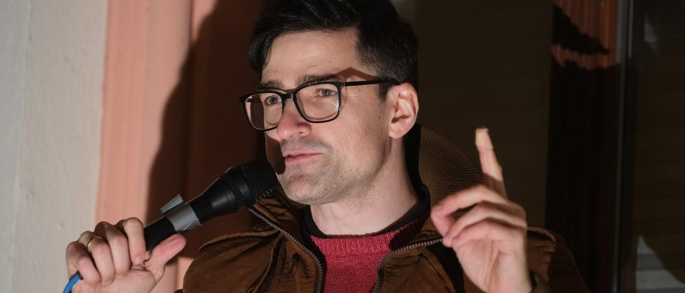 Rechtsextremist Martin Sellner in Chemnitz im Februar.