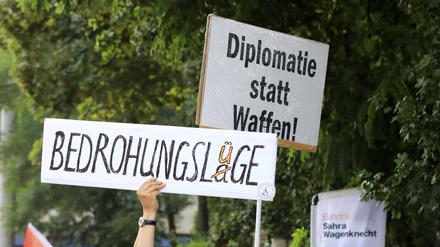 Proteste am Rande einer Wahlkampfveranstaltung der SPD