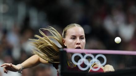 Annett Kaufmann aus Deutschland in Aktion gegen die US-Amerikanerin Rachel Sung. 