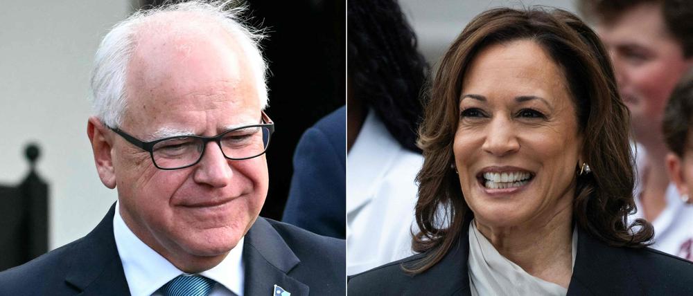 Tim Walz (l.) wird „Running Mate“ von Kamala Harris.