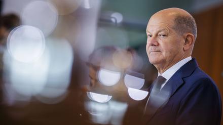 Olaf Scholz SPD, Bundeskanzler, aufgenommen im Rahmen einer Kabinettssitzung im Bundeskanzleramt.  
