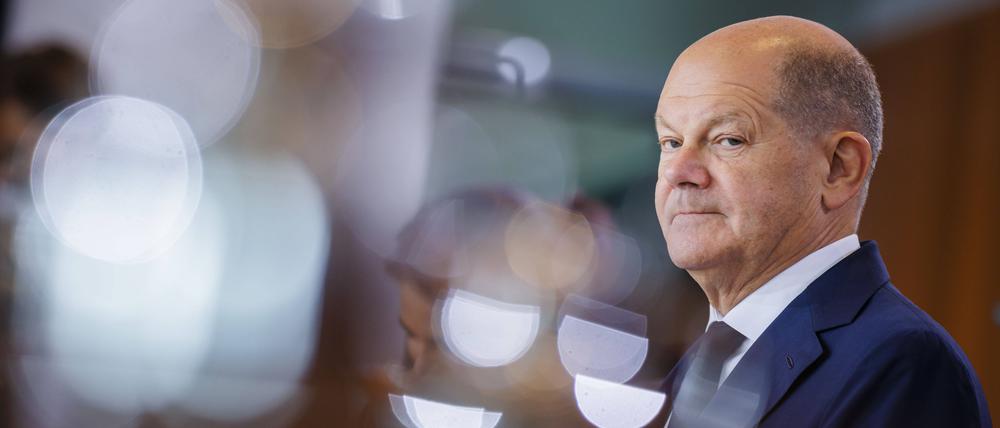 Olaf Scholz SPD, Bundeskanzler, aufgenommen im Rahmen einer Kabinettssitzung im Bundeskanzleramt.