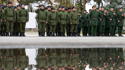 Eingezogene russische Reservisten im Herbst 2022.