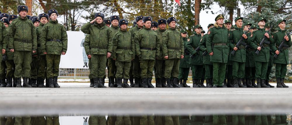 Eingezogene russische Reservisten im Herbst 2022.