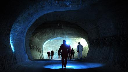 Besucher besichtigen am 03.02.2012 das Erkundungsbergwerk Gorleben.